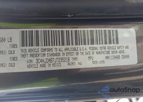 2018 Jeep Compass Sport 4X4 z USA, uszkodzony, nr VIN 3C4NJDAB7JT235218